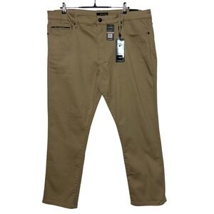 Fried Denim Pants Men Measures 42x30 Tag 40x30 Khaki Brown Tan Chino Stretch NEW
